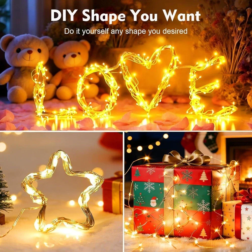 Warm White LED Fairy String Lights USB Powered with‎ Remote 8 Modes Dimmable